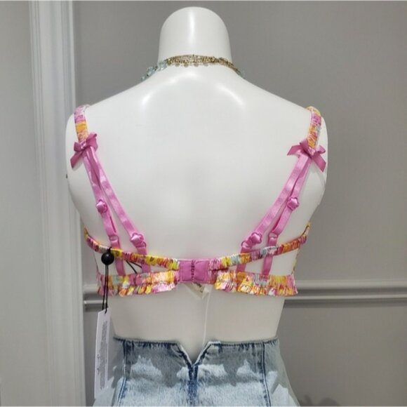 FOR LOVE AND LEMONS- Punch Satin Ruffled Cutout Bow Bralette-NWT - Picture 6 of 15